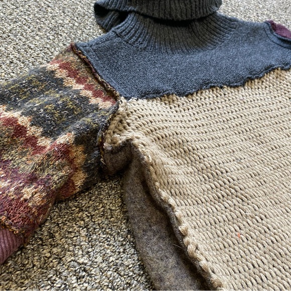 HANDMADE Recycled Repurposed Upcycled Long Sweater Boho Cozy Autumn Layers S/M - Picture 13 of 16